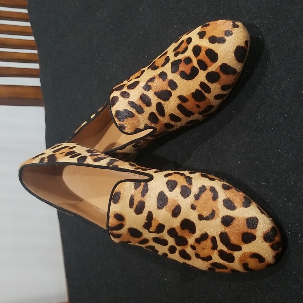 J Crew 9.5 calf hair penny loafers